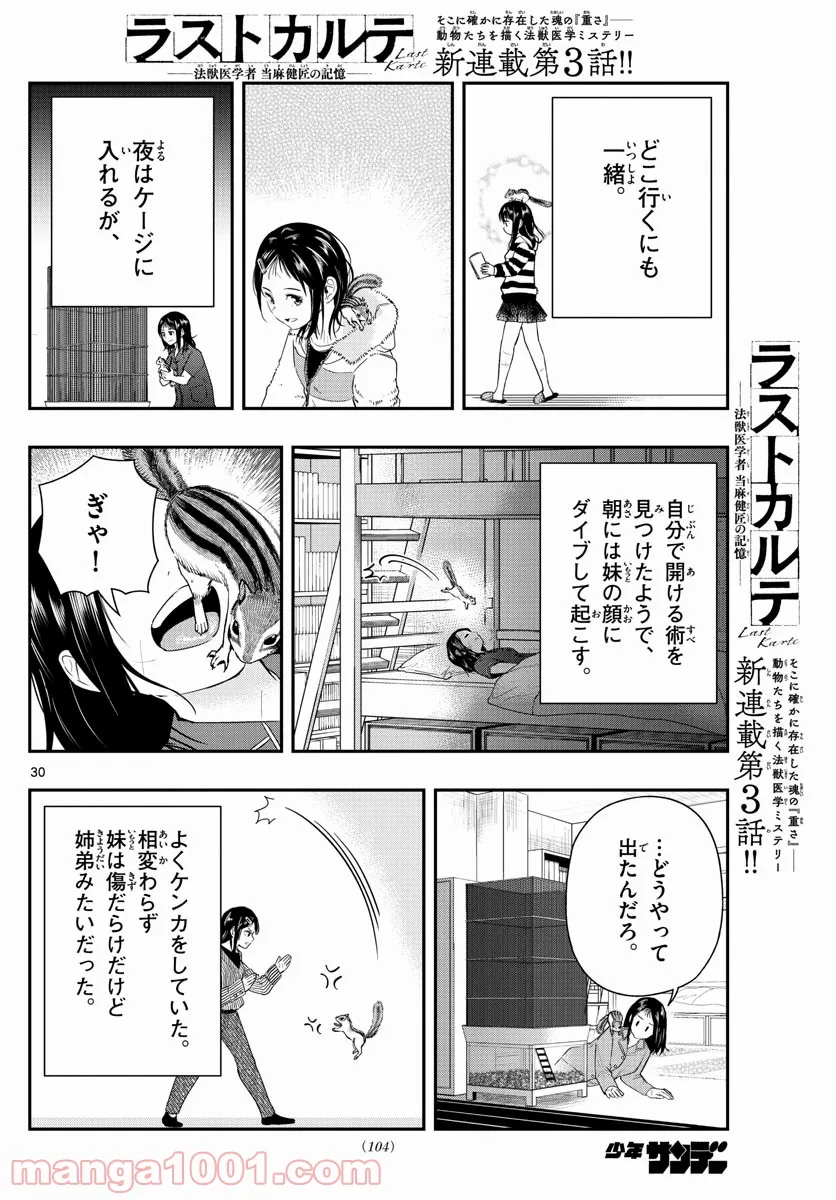 ラストカルテ　―法獣医学者 当麻健匠の記憶― 第3話 - Page 30