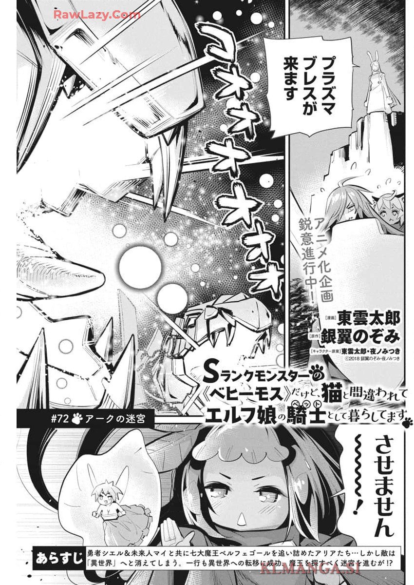 Sランクモンスターの《ベヒーモス》だけどネコと間違われてエルフ娘の騎士として暮らしています 第72話 - Page 1