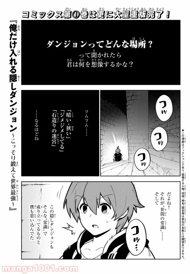 俺だけ入れる隠しダンジョン ～こっそり鍛えて世界最強～ 第19話 - Page 1