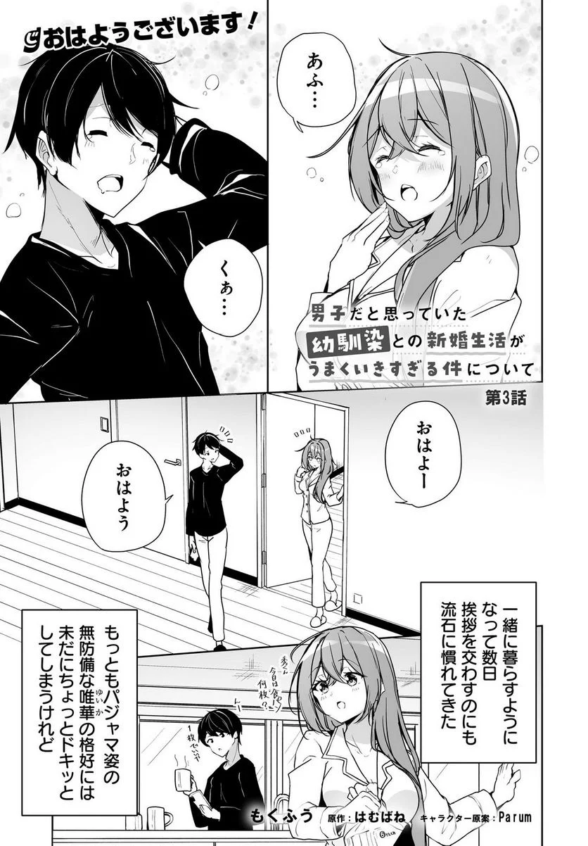 男子だと思っていた幼馴染との新婚生活がうまくいきすぎる件について 第3話 - Page 1